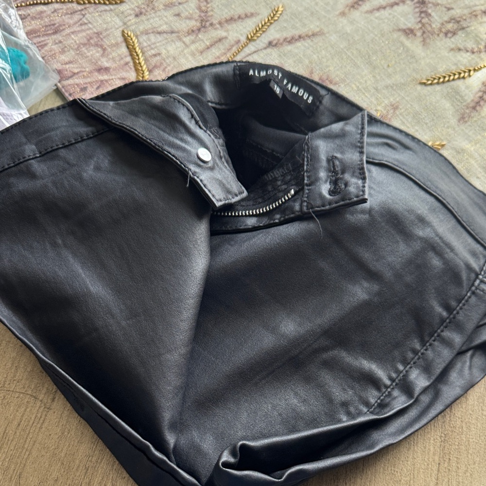 Almost Famous Black Faux Leather Mini Skirt With Front Zip